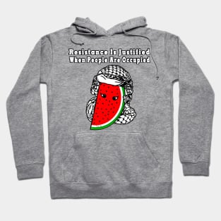 Resistance Is Justified When People Are Occupied - Watermelon Keffiyeh - Full Wrap - With Eyes -Front Hoodie